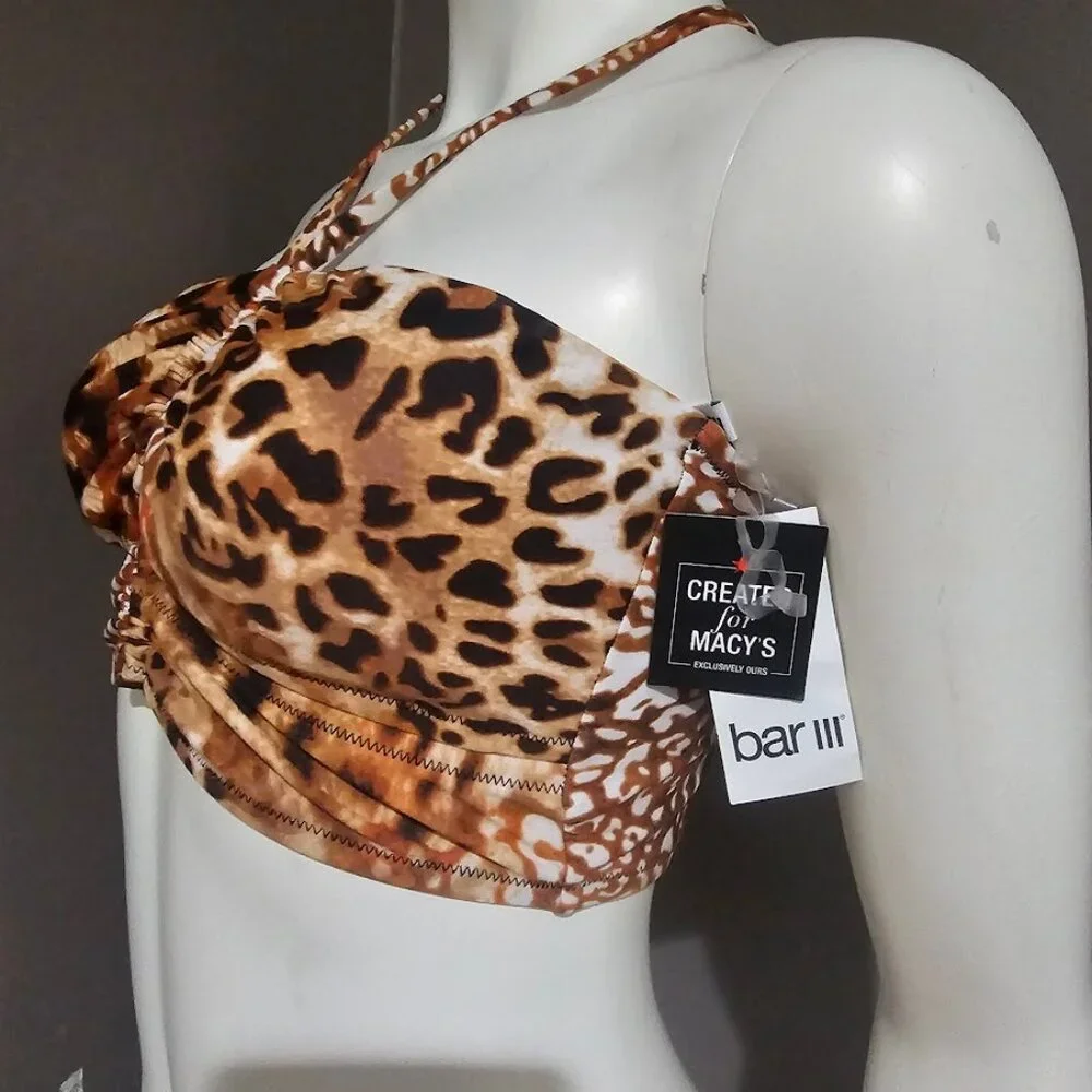 Bar III Glam Cheetah Bandeau Swim Top